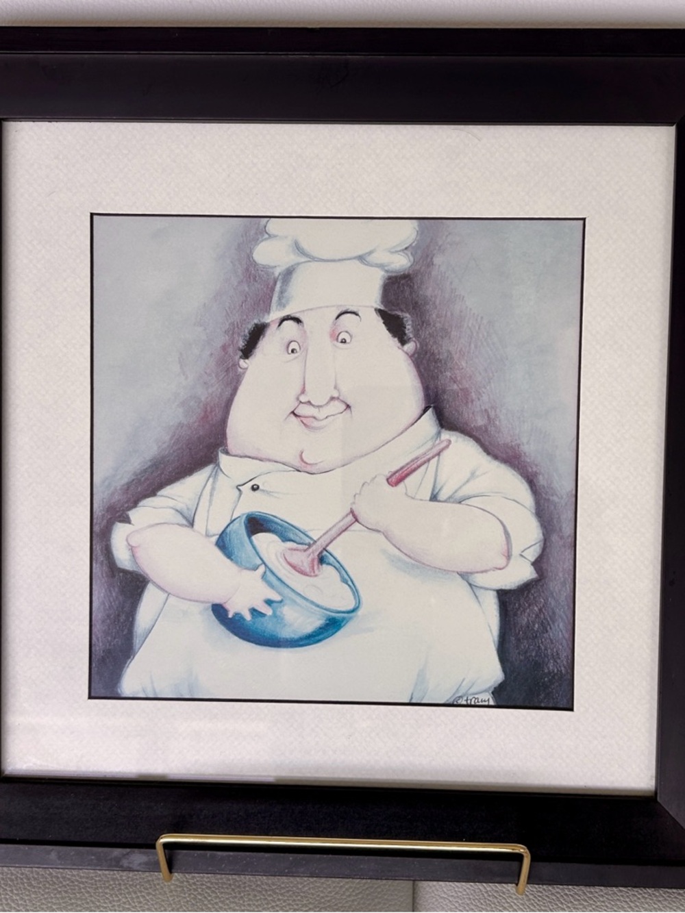 Tracy Flikinger “Making Dough” Haute Cuisine Black Framed Chef Wall Art 13 x 13
